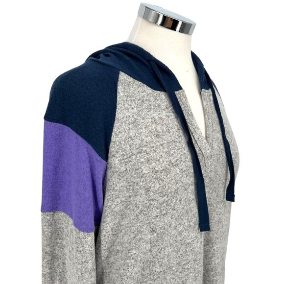 Market & Spruce Colorblock Soft Hoodie Gray Purple Blue Size Small NWT - Picture 3 of 9